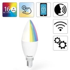 HAMA Inteligentná žiarovka SMART WiFi LED E14, 5, 5 W, RGBW, stmívatelná