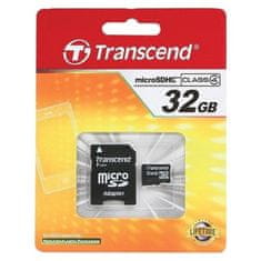 Transcend Pamäťová karta MicroSDHC 32GB Class4+ adapter