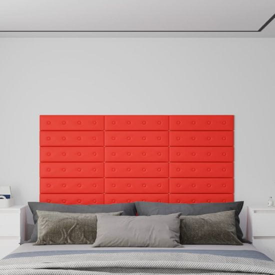 Vidaxl Nástenné panely 12 ks červené 60x15 cm umelá koža 1,08 m²