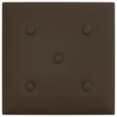Vidaxl Nástenné panely 12 ks hnedé 30x30 cm umelá koža 1,08 m²