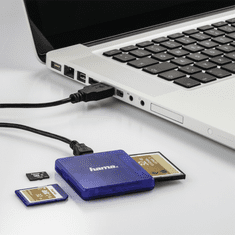 HAMA multi čítačka kariet USB 2.0, SD/microSD/CF, modrá
