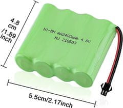 YUNIQUE GREEN-CLEAN 1 ks nabíjateľná batéria 4.8V Ni-Mh 2400 mAh pre diaľkové ovládanie auta + USB nabíjací kábel