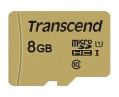 Transcend 8GB microSDHC 500S UHS-I U1 (Class 10) MLC pamäťová karta (s adaptérom), 95MB/s R, 25MB/s W