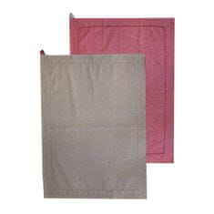 Home Elements  Utierka z recyklovanej bavlny, 2 ks, 50 x 70 cm, béžová + červená