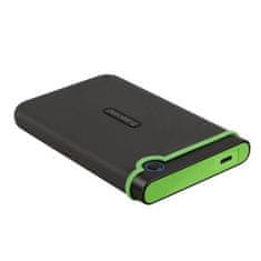 Transcend 2TB StoreJet 25M3C SLIM, 2.5”, USB-C (3.1 Gen 1) Externý Anti-Shock disk, tenký profil, šedo/zelený