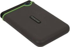 Transcend 1TB StoreJet 25M3S SLIM, USB 3.0, 2.5” Externý Anti-Shock disk, tenký profil, šedo/zelený