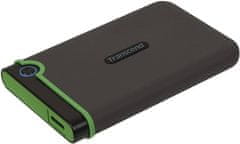 Transcend 1TB StoreJet 25M3S SLIM, USB 3.0, 2.5” Externý Anti-Shock disk, tenký profil, šedo/zelený