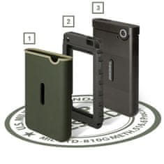 Transcend 1TB StoreJet 25M3G SLIM, USB 3.0, 2.5” Externý Anti-Shock disk, tenký profil, armádna zelená