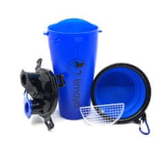 limaya cestovný zásobník pre psy a mačky na vodu a granule vrátane silikónovej misky modrá