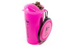 limaya cestovný zásobník pre psy a mačky na vodu a granule vrátane silikónovej misky ružová