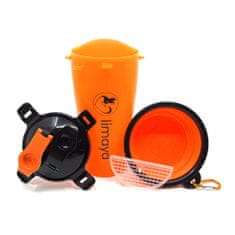 limaya cestovný zásobník pre psy a mačky na vodu a granule vrátane silikónovej misky oranžová