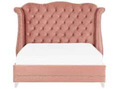 Beliani Zamatová posteľ 140 x 200 cm ružová AYETTE