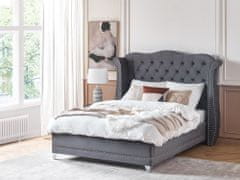 Beliani Zamatová posteľ 140 x 200 cm sivá AYETTE