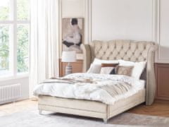 Beliani Zamatová posteľ 140 x 200 cm béžová AYETTE