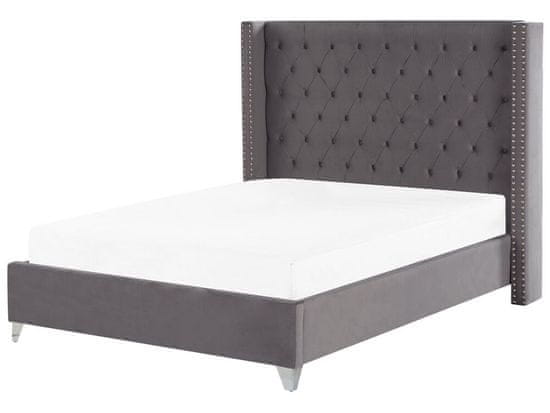Beliani Zamatová posteľ 140 x 200 cm sivá LUBBON