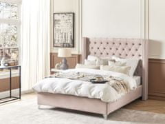 Beliani Zamatová posteľ 140 x 200 cm ružová LUBBON