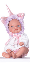 Antonio Juan Fialový jednorožec - realistická bábika s celovinylovým telom - 21 cm