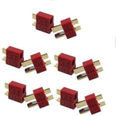 YUNIQUE GREEN-CLEAN 5 párov T-Plug M/F 2-pinový zlatý konektor adaptér v červenej farbe