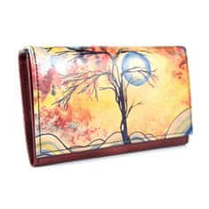VegaLM Dámska ručne maľovaná kožená peňaženka 8542 s motívom Jar