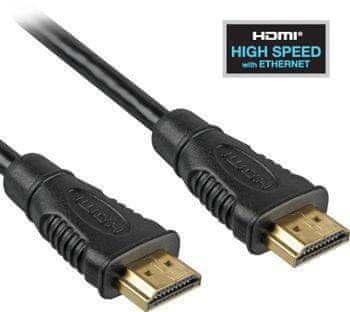 PremiumCord HDMI High Speed + Ethernet kábel, pozlátené konektory, 1m