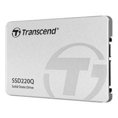 Transcend SSD220Q 1TB SSD disk 2.5'' SATA III 6Gb/s, QLC, Aluminium casing, 550MB/s R, 500MB/s W, strieborný