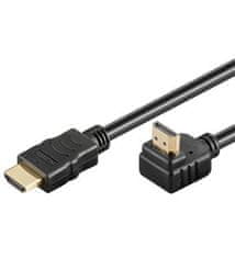 HDMI High Speed+Ethernet kábel, pozlátený zahnutý konektor 90 ° 1m