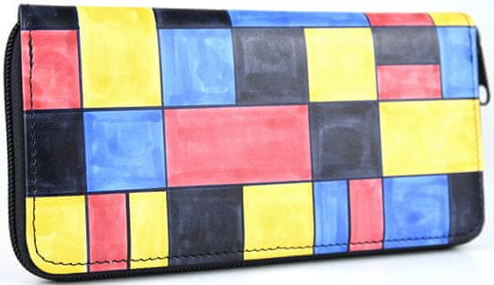 VegaLM Dámska nákupná ručne maľovaná kožená peňaženka s motívom Mozaika