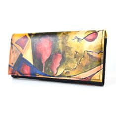 VegaLM Ručne maľovaná dámska kožená peňaženka 7757 s motívom Abstrakt nr.2