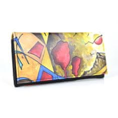 VegaLM Ručne maľovaná dámska kožená peňaženka 7757 s motívom Abstrakt