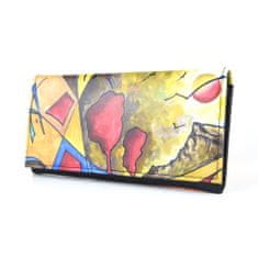 VegaLM Ručne maľovaná dámska kožená peňaženka 7757 s motívom Abstrakt