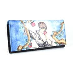 VegaLM Ručne maľovaná dámska kožená peňaženka 7757 s motívom Žena s jablkami