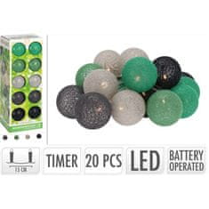 ProGarden Svetelná reťaz LED 20 ks zelená / šedá