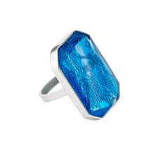 Preciosa Luxusný oceľový prsteň s ručne mačkaným kameňom českého krištáľu Preciosa Ocean Aqua 7446 67 (Obvod 60 mm)