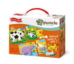 Farfarland Vzdelávacie puzzle - "Koho dieťa? (Double)". Farebné puzzle pre batoľatá. Učebné hračky pre deti