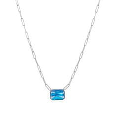 Preciosa Oceľový náhrdelník s ručne mačkaným kameňom českého krištáľu Preciosa Ocean Aqua 7444 67