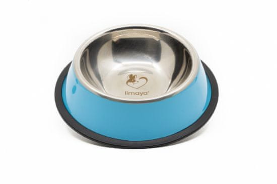 limaya nerezová miska pre psov a mačky s protišmykovou gumou modrá 18 cm