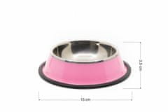 limaya nerezová miska pre psy a mačky s protišmykovou gumou ružová 15 cm