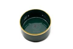 limaya keramická miska pre psy a mačky lesklá tmavo zelená so zlatým lemom 15,5 cm