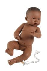 Llorens Novorodené dievčatko - realistická čierna bábika s celovinylovým telíčkom - 45 cm
