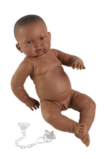 Llorens Novorodený chlapček - realistická čierna bábika s celovinylovým telíčkom - 45 cm