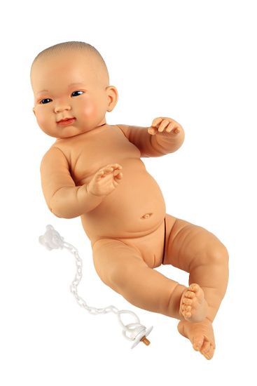 Llorens Novorodené dievčatko - realistická žltá bábika s celovinylovým telíčkom - 45 cm