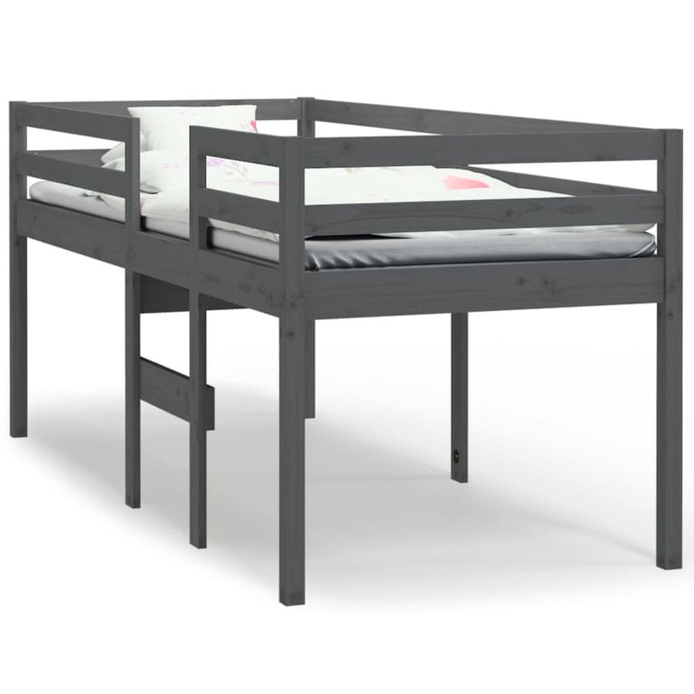 Vidaxl Vysoká posteľ sivá 80x200 cm borovicový masív
