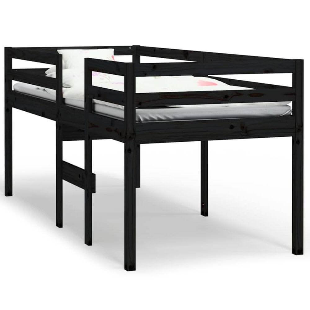 Vidaxl Vysoká posteľ čierna 80x200 cm borovicový masív