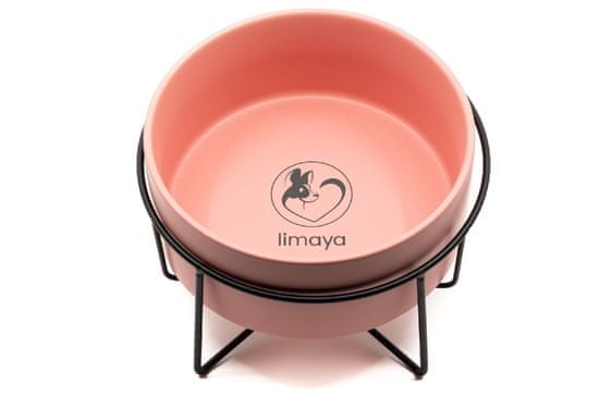 limaya keramická miska pre psy a mačky s kovovým podstavcom ružová 15,5 cm