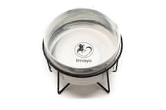 limaya keramická miska pre psy a mačky s kovovým podstavcom žíhaná bielo šedá 13 cm