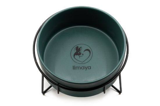 limaya keramická miska pre psy a mačky s kovovým podstavcom tmavo zelená 15,5 cm