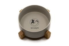 limaya keramická miska pre psy a mačky s dreveným podstavcom sivá 15,5 cm