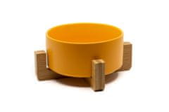 limaya keramická miska pre psy a mačky s dreveným podstavcom oranžová 13 cm