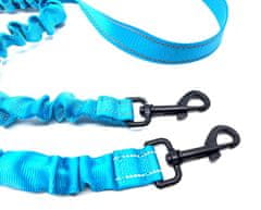 limaya vodítko bungee modré pre dvoch psov 155 cm - 195 cm modré