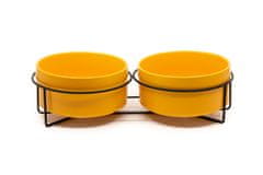 limaya keramická dvojmiska s kovovým podstavcom pre psy a mačky oranžová 15,5 cm